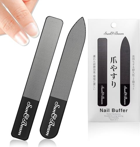Sun&Beam Nails Glass Nail File Nano Nail Buffers Crystal Shine Polisher Professional Manicure Tools Kit with Box 2Pcs Set