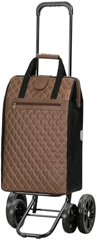 ANDERSEN Einkaufstrolley - Quattro Shopper Inra braun 44 L funktional, geräumig, Handwagen, Leder, höhenverstellbar, leise Räder, multifunktional, Räder abnehmbar