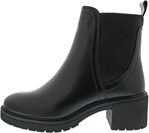 MARCO TOZZI Damen Chelsea Boots aus Leder mit Blockabsatz, Schwarz (Black), 41 EU