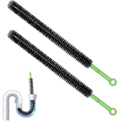 Lot de 2 brosses de nettoyage améliorées de 45,7 cm pour sèche-linge - Poils durs pour salle de bain/toilette/égout - Débarrassez-vous des poils et du mucus dans les égouts