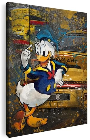 Artmazing Donald Auto Bild Bunt | S-Art Modern | Coole Wandbilder Wohnzimmer | Wandbild Deko XXL | Leinwand