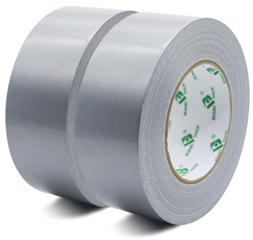 BOMEI PACK Silber Grau Panzertape extra stark, 50m x 50 mm – Wasserdichtes Reparaturband für innen & außen gewebeverstärktes Reparaturband, 2 Rollen