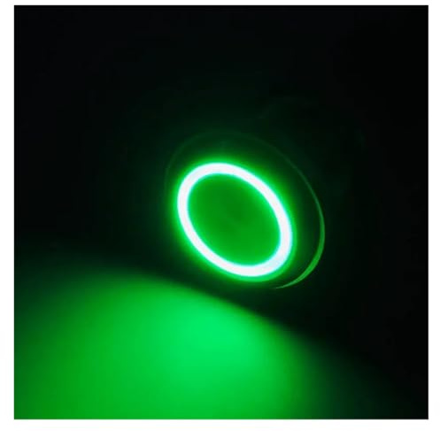 10A 15A 20A waterproof high current metal button switch 16MM19MM22MM automotive LED self-locking reset switch 3V5V6V12V24V220V(Green Circle,19MM(15A))