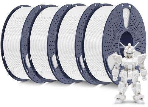 SUNLU 4KG PETG Filament 1,75 mm, 3D Druckerfilament Bundle, Verbesserte Zähigkeit hohe Schlagfestigkeit, für die Meisten FDM 3D Drucker, 1kg pro Spule, 4 Rollen, Weiß