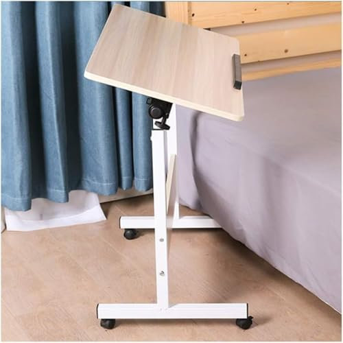 Höhenverstellbarer Überbetttisch mit Rollen für mobilen Laptop, Computer, Ständer, tragbarer Beistelltisch für Bett oder Sofa, Ahorn-Finish (8040)