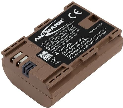 ANSMANN LP-E6NH Li-Ion Kamera-Akku mit Typ C Anschluss, 2250mAh, Kompatibel mit Canon EOS R,R5C,5D Mark II,5D III,5D IV,5DS,5DSR,6D,7D,7D II,7D III,80D,70D,60D,60Da,XC10,XC15