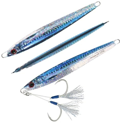 OCEAN CAT Knife Jig Slow Pitch Metal Lead Jig Slow Pitch Jigging Saltwater Fishing Lures 7 Colors Glow, 40g/80g/120g/160g/200g (#057:Pink&Silver, 120g)
