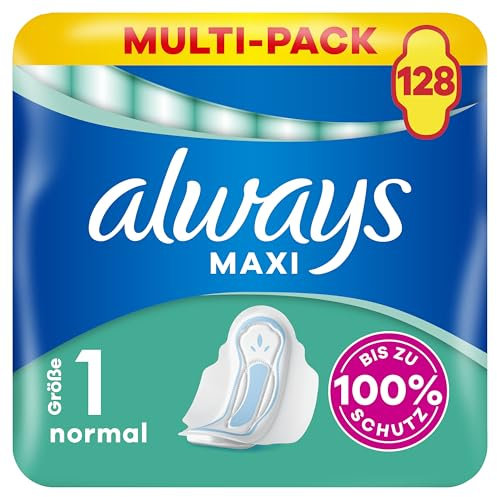 Always Maxi Normal Binden Mit Flügeln (Größe 1) 16 Stück, Bis Zu 100% Schutz, Einzeln Verpackt
