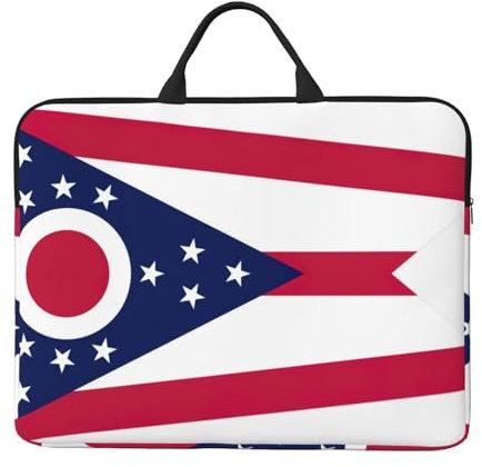 GaxfjRu Ohio Laptop-Hülle mit Flaggen-Druck, 35,6 cm (14 Zoll), für Laptop, Computer, Notebook, perfekt für Männer, Frauen, Erwachsene, Schwarz , Einheitsgröße
