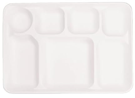 ECOFLAVOUR ADD THE GOODNESS Disposable 3, 5 and 7 Compartment Heavy-Duty Plates Eco-Friendly Compostable Sugarcane Paper Plates in Pack of 25 and 125 (50, 7 Compartments)