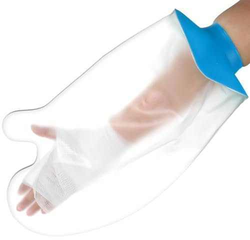 Ymapinc Arm Duschschutz，Gipsschutz Wasserdicht Arm Wasserschutz Gipsarm Erwachsene Wiederverwendbarer Duschschutz Postoperative Duschhandschuh Weicher und Bequemer Dusch Handschuh Schutz Gipsarm Blau