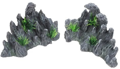 Mikikit 2stücke Aquarium Ornament Harz Dekoration Für Fischtank Landschaftsbau Micro Bonsai Zubehör Indoor Outdoor Stein Deko Ornament