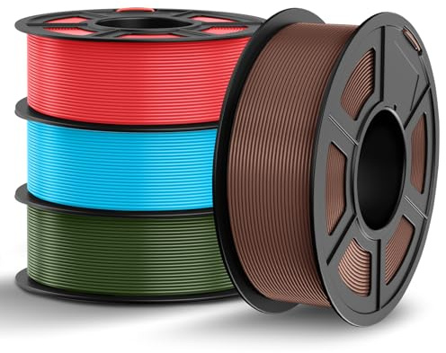 TECBEARS PLA Filament 1.75mm Mehrfarben Bundle 4KG | +/- 0,02 mm, 1kg/Spule, für Anfänger, zur Herstellung von Modellen(Schokolade+Himmelblau+Rot+Olivgrün)