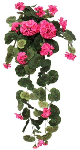 Flowering Geranium Artificial Plant Hanging Basket Home Decor（Flower Baskets Are Not Included）great Addition To Your Floral Decor Winter Arrangements Artificial (Hot Pink, One Size)