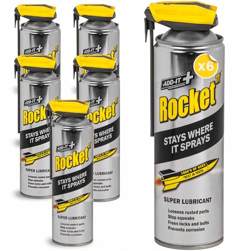 Rocket TT Super Tube Lubricant Spray 450ml 6 Pack| Rust Remover & Anti-Corrosion Maintenance Spra for Seized Bolts,Tools, Bikes & Garden Equipment|Water-Resistant Protective Coating