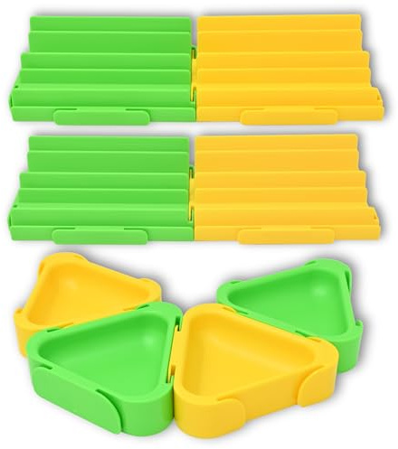 Boardgame Stuff 8-teiliges Set Modulare Token Schälchen mit Kartenhalter - Brettspiel Zubehör für Spiele Fans - Ressourcen Trays - Kartenständer für Gesellschaftsspiele - Card Holder (Grün-Gelb)