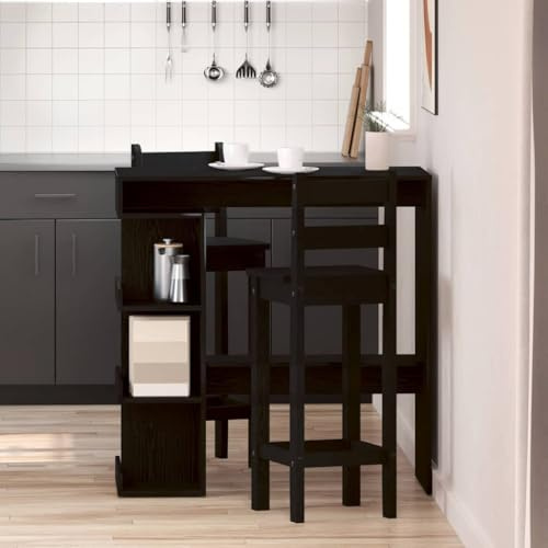 Ziaphsol Bartisch Schwarze Eiche 100x48x101.5 cm, Moderner Stehtisch aus Holzwerkstoff mit 4 Regalen, Ideal für Küche, Esszimmer, Wohnzimmer, Stabiler Steh-Esstisch mit Stauraum