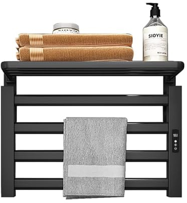 Scaldasalviette elettrico da bagno con timer, scaldasalviette, scaldasalviette elettrico da parete da 80 W con mensola, for bagno