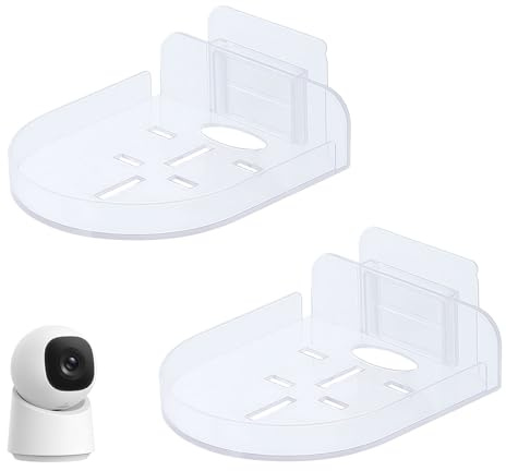 Transparent Baby Monitor Wall Mount, No Drill Adhesive Camera Shelf Holder | 2 Pack Acrylic Wall Shelf for Baby Camera, Security Camera, Speaker and Small Devices in Nursery, Bedroom and Office