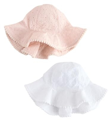 NEXT Baby Mädchen Sommerhüte mit Lochstickerei, 2er-Pack 40-50