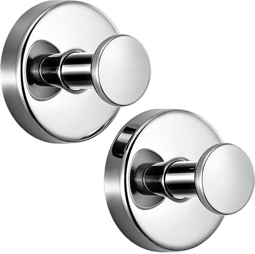 V-Kitpater Heavy Duty Suction Hooks 2 Pack, Chrome Plated 304 Stainless Steel No Drill Hooks for Bathroom Kitchen Tile Glass, Wreath Hanger for Front Door & UPVC, 10lb Waterproof Reusable No Residue