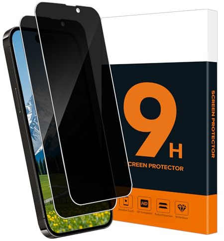Carantee 2 Stück Schutzfolie für Panzerglas für iPhone 15 Pro Blickschutzfolie, HD Blasenfrei Anti-Öl 9H Härte Anti-Kratzer 15 Pro Sichtschutz, 2.5D Edge Präzise Passform Anti-Spy Privacy Schutzglas