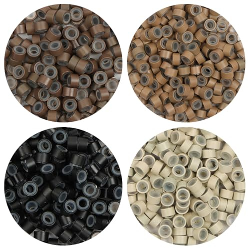 AYBUY 200 Stück Microrings Silikonringe, 5mm Nanoringe Microringe | Mit Silikon Für Microring Extensions (Braun)