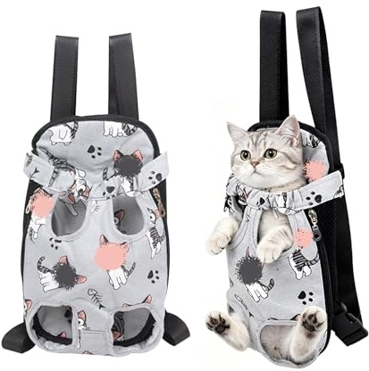 FOSDICK Delantera Mochila Gato, Portátil Mochilas para Perros Pequeños, Mochilas para Gatos con Gancho de Seguridad, Transpirable Cómodo Cat Carrier, Bolsa para Perros Transporte para Cachorros, Gatos