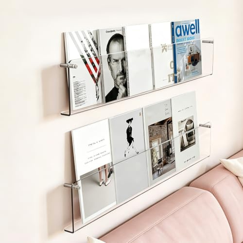 Rvtjy 2pcs -100cm Acryl Zeitschriftenhalter Wand | 2er-Set, Wandmontage