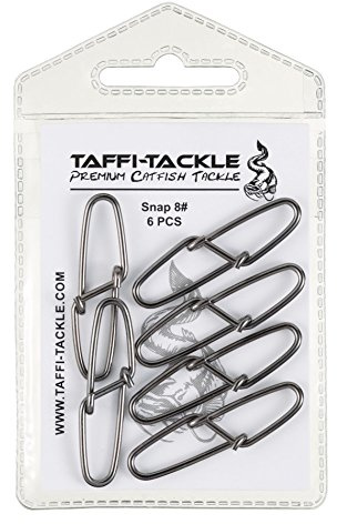Taffi Tackle Snaps - Einhänger zum Welsangeln, Karabiner für Waller, Snap für Welsmontagen, Größe/Tragkraft:Gr. 8-90kg - 6 STK