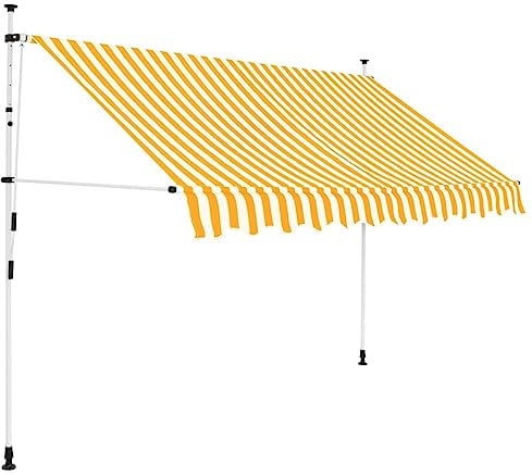 vidaXL Toldo Manual Retráctil 250 cm Naranja y Blanco Parasol Sombrilla Cubierta