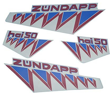 Zündapp Hai 50 Aufkleber Satz, Tank Sticker/Verkleidungsschriftzug, zum Oldtimer Restaurieren von Lack & Verkleidung. Motorrad Emblem Alternative