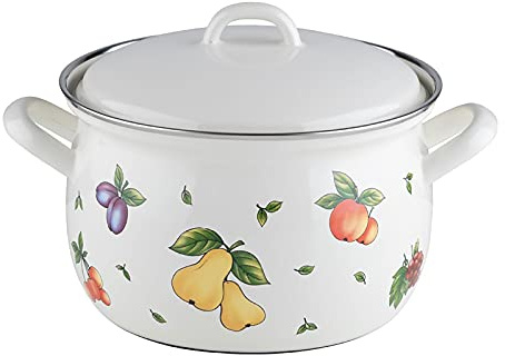Riess, 0166-068, Topf mit Deckel Ø 20cm, FRUIT GARDEN, Emaille, Vol. (rec.): 3,5 Liter, Made in Österreich, LBH: 27,0x21,7x18,0cm, 1,562kg, Induktionskocher kompatibel, Gasherd geeignet, Ofenfest