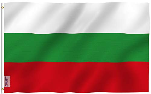 Anley Fly Breeze 3x5 pies Bandera de Bulgaria - Color Vivo y Resistente a la decoloración UV - Encabezado de Lienzo y Doble Costura - Banderas de la República de Bulgaria Poliéster con Arandelas