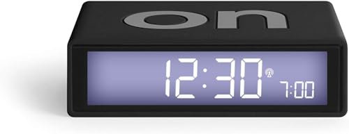 Lexon Flip+ réveil Matin Lumineux, réversible avec Faces on Off et Fonction Snooze, à écran LCD et Lumière Tactile, Radio controllé, en Gomme - Noir
