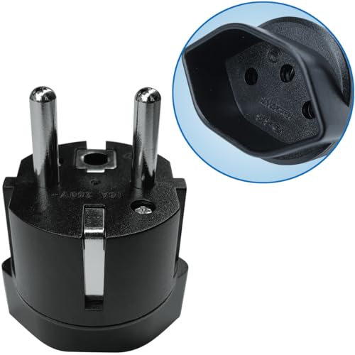 Spina Adattatore Svizzera/Liechtenstein a UE, Spina Svizzera Spina a 3 pin su Presa DE/FR/IT/ES a 2 Pin per Visitatori Svizzera/Liechtenstein (1 Pezzo Nero)