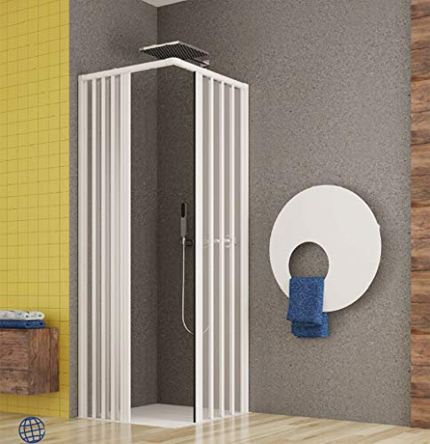 Cabine de douche 2 côtés angulaire, 70 x 170 cm, pour personnes handicapées avec ouverture centrale.