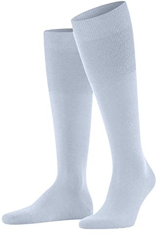 FALKE Herren Kniestrümpfe Airport M Kh Wolle Baumwolle lang einfarbig 1 Paar, Blau Light Blue 6594, 43-44