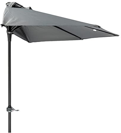MaxxGarden Sombrilla Semicircular Ø 250 cm - Parasol para Pared de Jardín con Manivela y Mástil de Aluminio de Ø38 mm – para Terraza, Balcón – Base no incluida - Negro