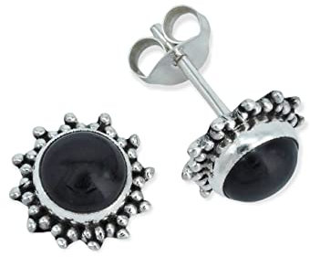 Ohrstecker 925 Silber Onyx schwarzer Stein Edelstein Ohrringe echt Silber Damen Sterling Silber Stecker Geschenk(MOS-082-03)