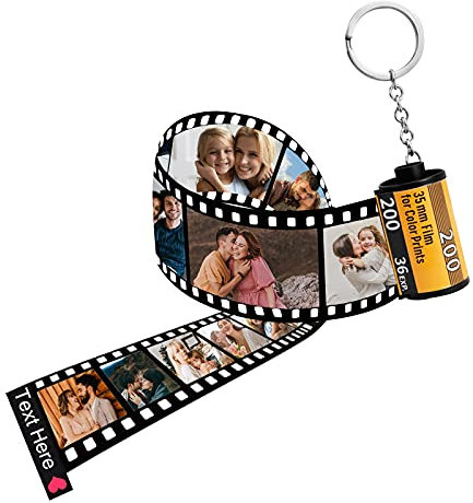 MOUZYLCASE Porte-clés en rouleau de film d'appareil photo personnalisé avec photos Porte-clés en rouleau de film personnalisé, 15 images, 15images