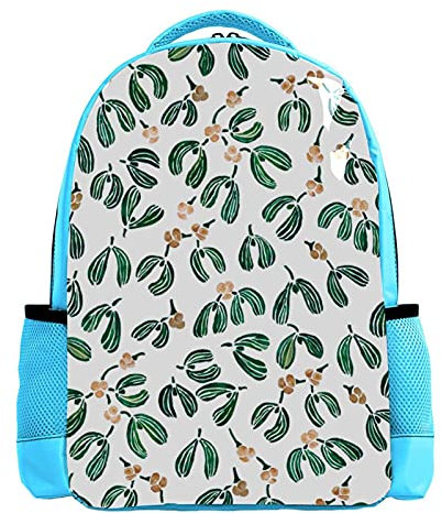 School Bag Unisex Backpack Bookbags Rucksack Travel Handbag Daypack Christmas Mistletoe Plant