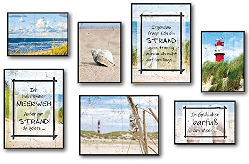 TypeStoff Poster-Set – Strand – Kunstdrucke ohne Rahmen - Typografie-Bilder auf hochwertigem Karton - Plakat, Druck, Print, Wandbild zum Thema Meer und Urlaub - PS-00797