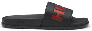 HUGO Mens Match it Logo-Strap Slides Made in Italy Size 6 Black