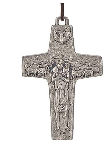 Holyart Kreuz Papst Franziskus Metall mit Band, 8x5cm