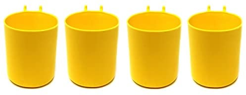 Plastic Pegboard 3 inch Hanging Cup Hook Storage Organizer for Crafts / Office or Art Supplies / Tools Organizing Peg Board Accessories - Multi-Colors Multi-Quantity packs (4, Yellow)