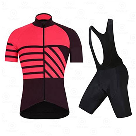 KAISUN Herren Radtrikot Set, Fahrrad Shirt Kurzarm + Trägerhose mit Gel Gepolstert, Atmungsaktiv und Schnell Trocknend Radsport-Bekleidung (Color : TYP-13, Size : XXL)