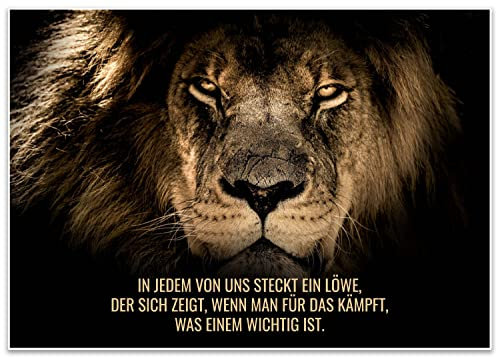 wandmotiv24 Poster als Wanddeko, Größe Din A1, Motivation, Spruch, Löwe, Moderne Wanddeko, Wandbilder, Deko, Bild M0348