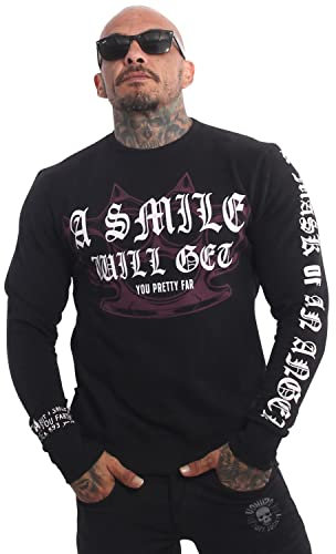 Yakuza Herren Smile Pullover, Schwarz, 3XL
