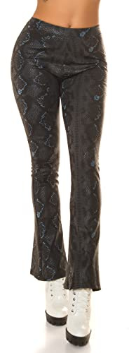 Koucla Snake Printed Leder Look High Waist Leggings mit Schlag